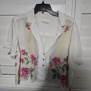 Free people billowy blouse with roses